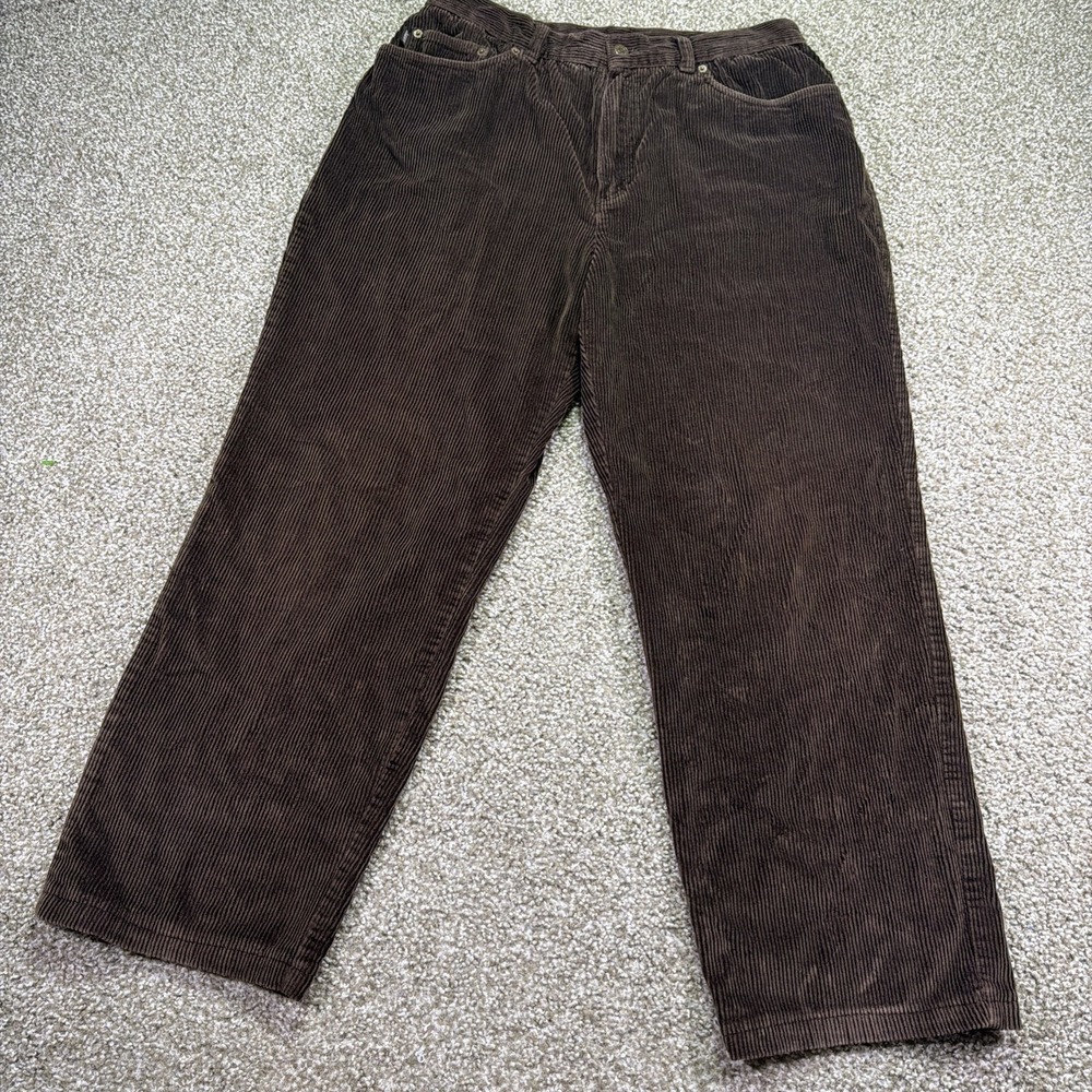 Lauren Ralph Lauren Chocolate Brown Corduroy Pants Sz 12 Vintage Loose Classic